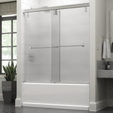 Lyndall 60 x 59-1/4 in. Frameless Mod Soft-Close Sliding Bathtub Door in Nickel with 3/8 in. (10mm) Clear Glass - Super Arbor