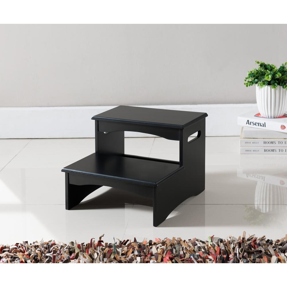 2-Step Black Wood Bedroom Step Stool - Super Arbor