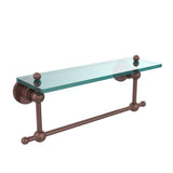 Astor Place 16 in. L  x 4 in. H  x 5 in. W  Clear Glass Vanity Bathroom Shelf with Towel Bar  in Polished Nickel - Super Arbor