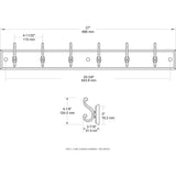 27 in. Black and Satin Nickel Scroll Hook Rack - Super Arbor