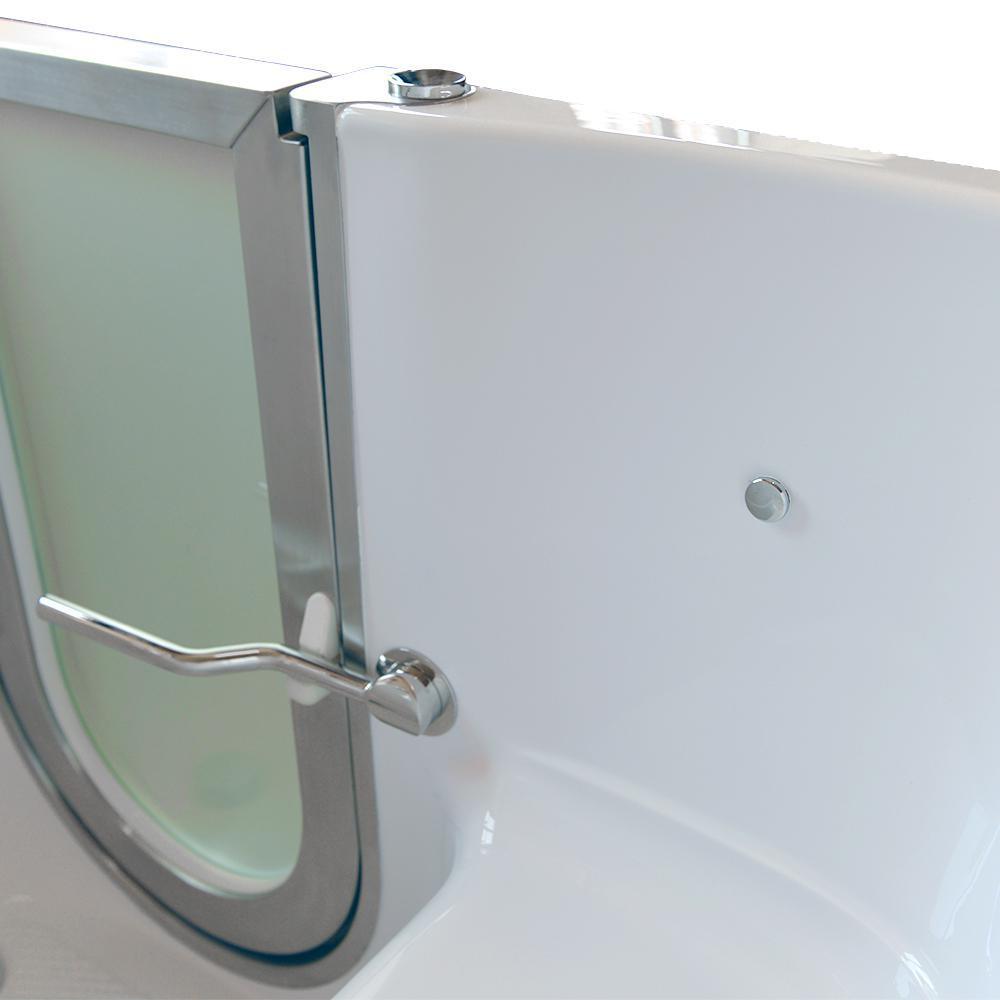 Petite 52 in. Acrylic Walk-In Whirlpool and Air Bath Bathtub in White, Thermostatic Faucet Set, RHS 2 in. Dual Drain - Super Arbor
