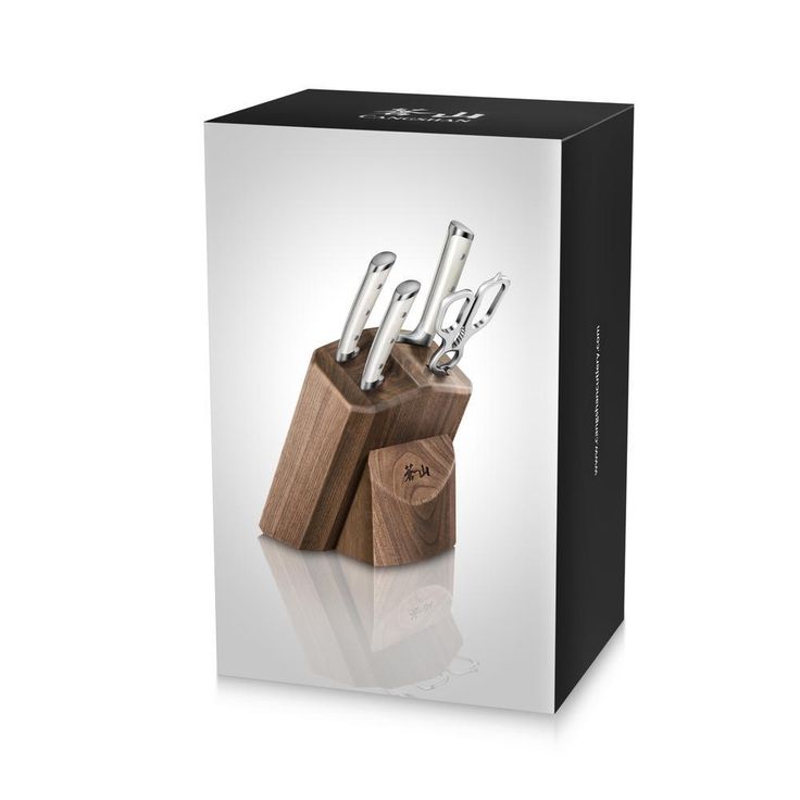S1 Series German Steel Forged 5-Piece Starter Knife Block Set in Walnut