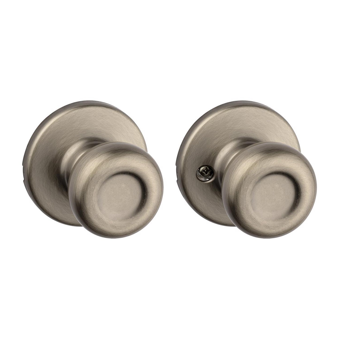 Kwikset Tylo Passage Door Knob, Antique Brass, ANSI/BHMA Grade 3, Fits 1-3/8–1-3/4 in Doors