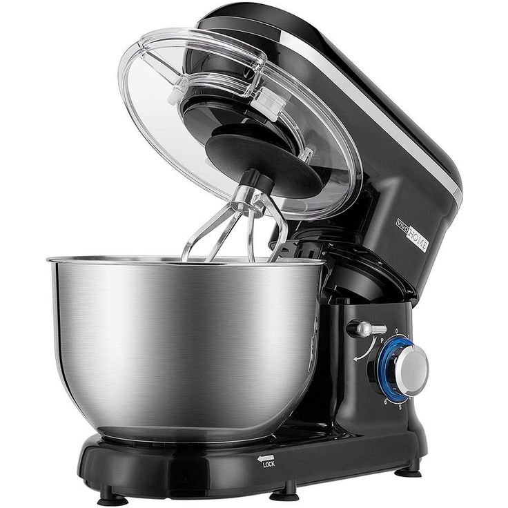 650-Watt 6 Qt. 6- Speed Black Tilt-Head Kitchen Stand Mixer with Beater, Dough Hook and Wire Whip
