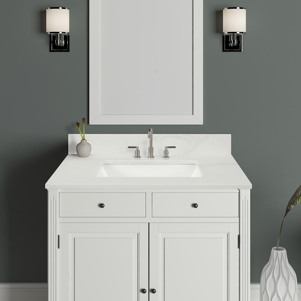 43 in. W x 22 in. D x 0.75 in. H Quartz Vanity Top in Statuario White with White Basin - Super Arbor