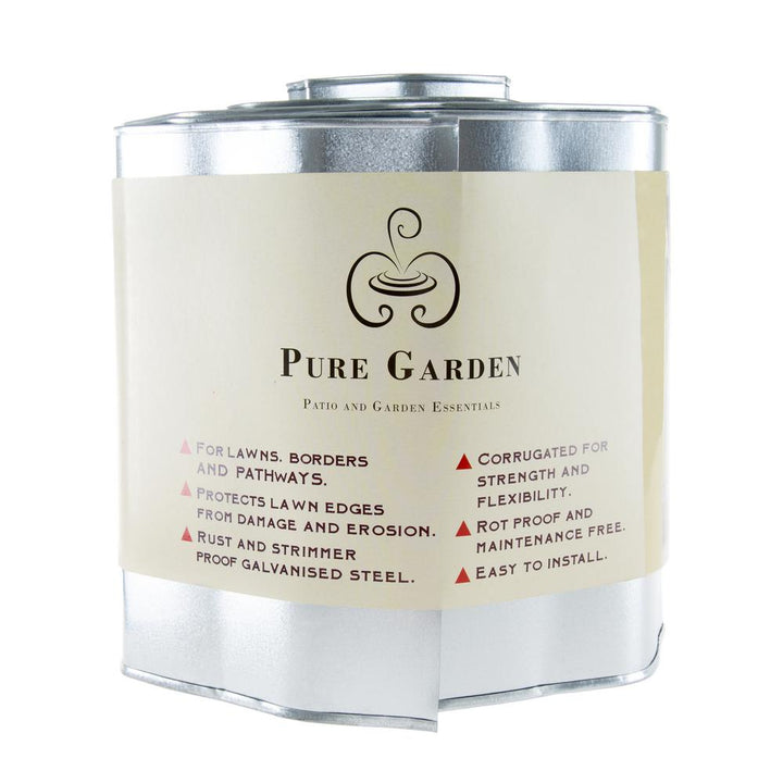 Pure Garden 6.25 in. x 16 ft. Galvanized Steel Lawn Edging Landscape Border