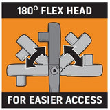 3/8 in. Drive 13 in. 90 Tooth Dual Material Locking Flex Head Teardrop Ratchet - Super Arbor