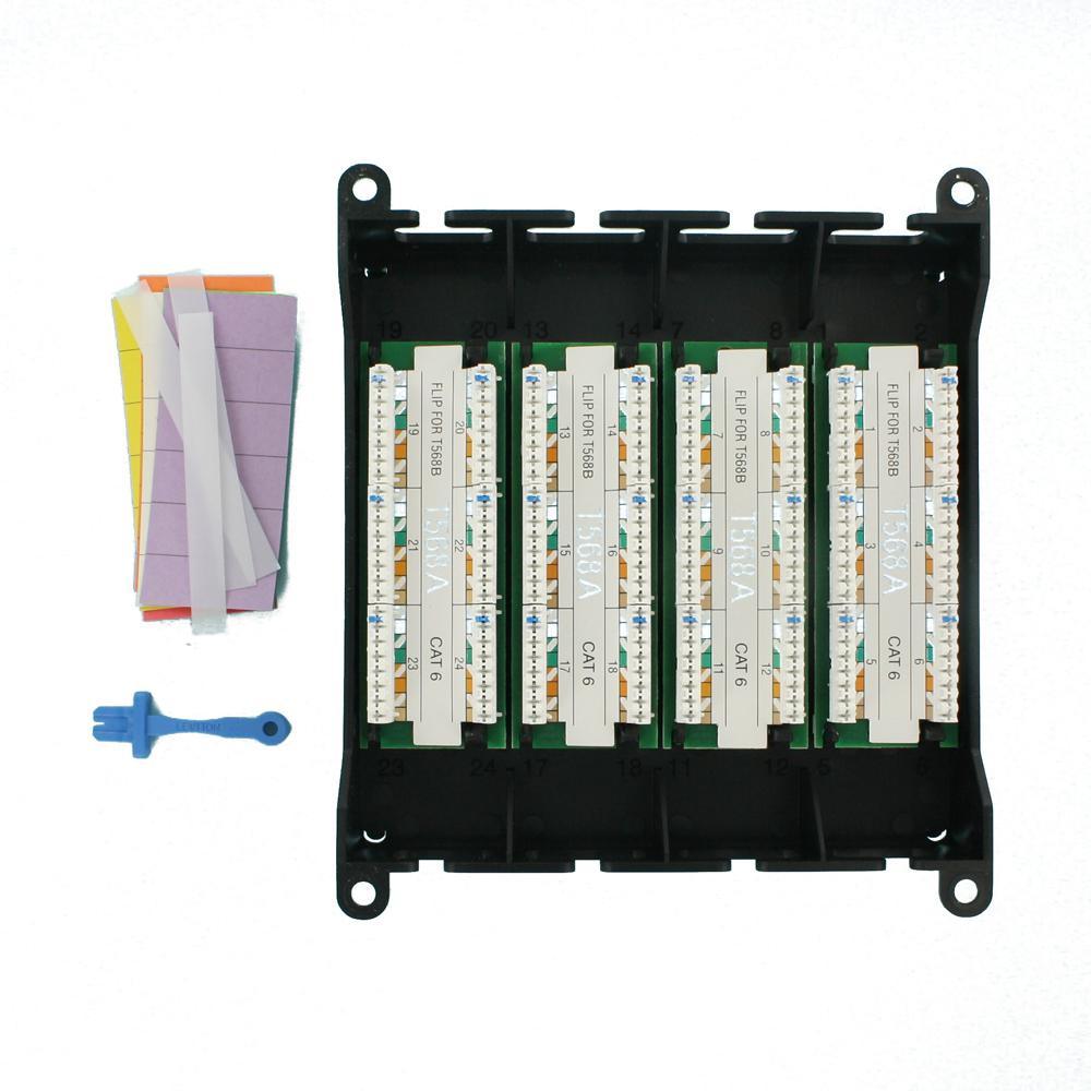 Structured Media Twist and Mount Patch Panel with 24 Cat 6 Ports - Black - Super Arbor