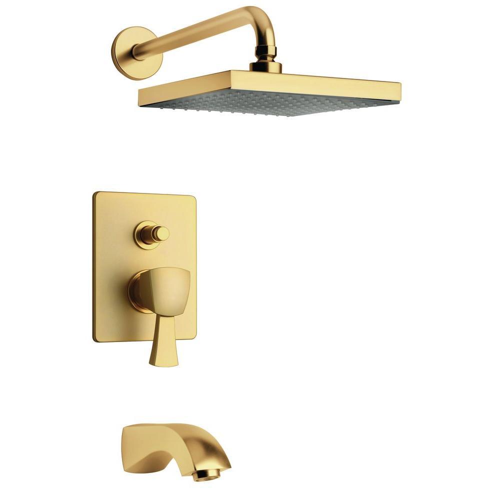 Lady 2-Handle 1-Spray Tub and Shower Faucet with 8 in. Rain Shower Head in Brushed Nickel (Valve Included) - Super Arbor