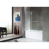 HERALD Series 48 in. x 58 in. Frameless Hinged Tub Door in Brushed Nickel with Towel Bar with Handle - Super Arbor