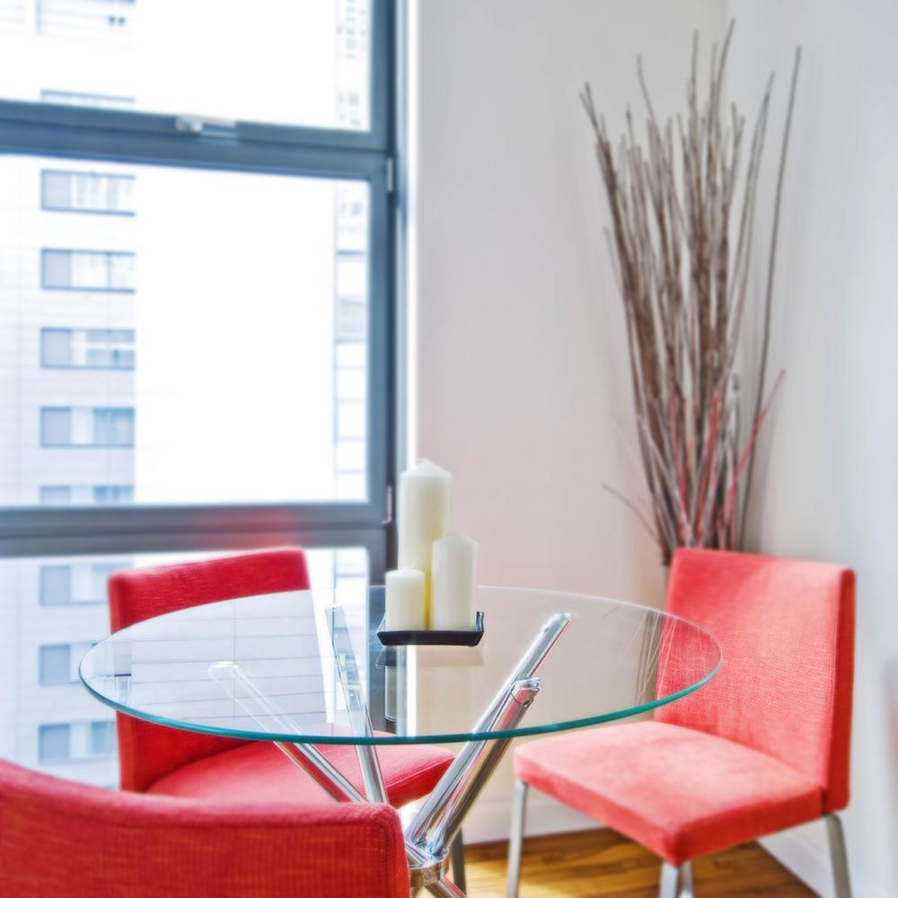 33 in. Clear Round Glass Table Top, 1/4 in. Thickness Tempered Flat Edge Polished - Super Arbor