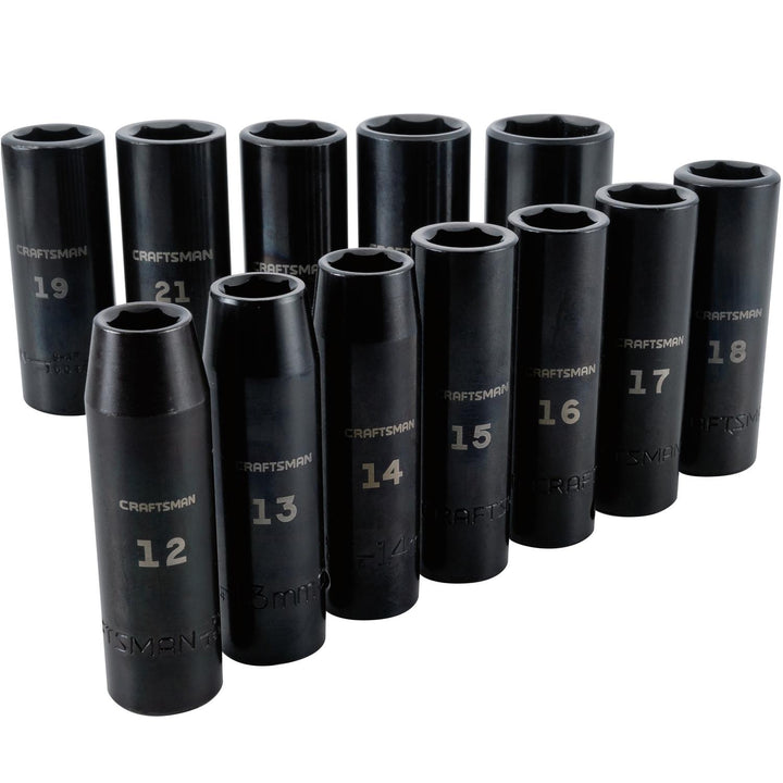 Craftsman 12 pc Metric Deep Impact Socket Set - 1/2 in. Drive, 6 Point