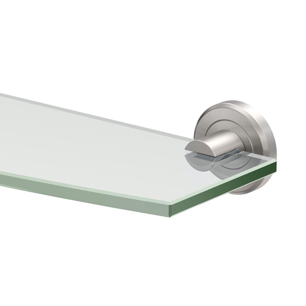 Latitude II 20 in. W Minimalist Glass Shelf in Satin Nickel - Super Arbor