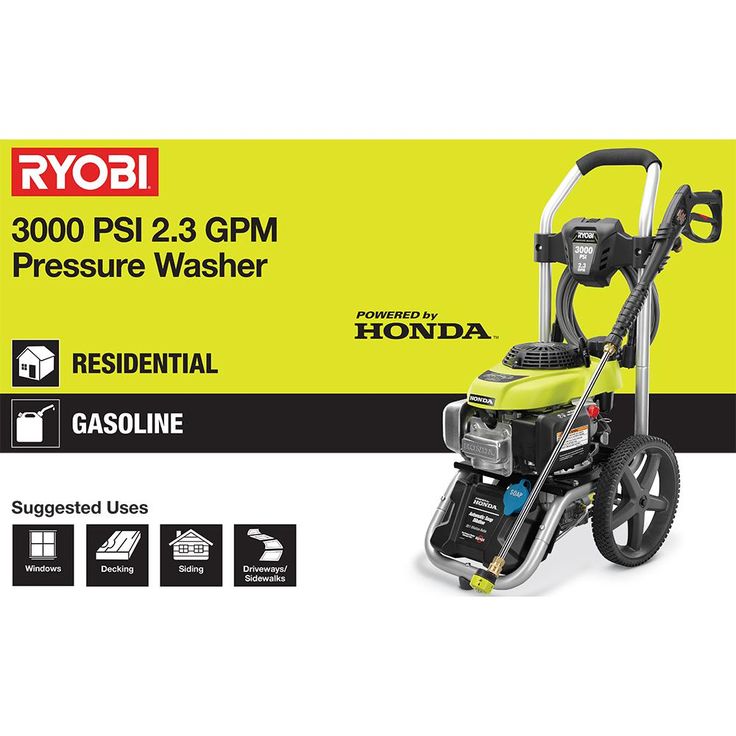 RYOBI 3000 PSI 2.3 GPM Honda Gas Pressure Washer and Extension Pole with Brush