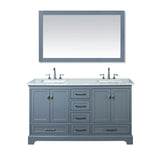 Newport 60 in. W x 22 in. D Vanity in White with Marble Vanity Top in Carrara White and Mirror - Super Arbor
