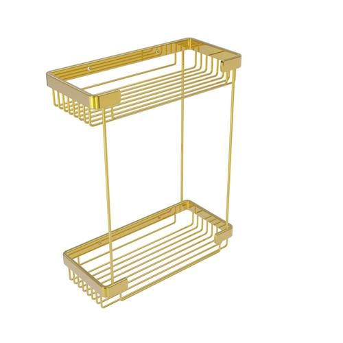 Allied Brass Double Tier Rectangular Toiletry Shower Basket in Polished Brass