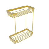 Allied Brass Double Tier Rectangular Toiletry Shower Basket in Polished Brass