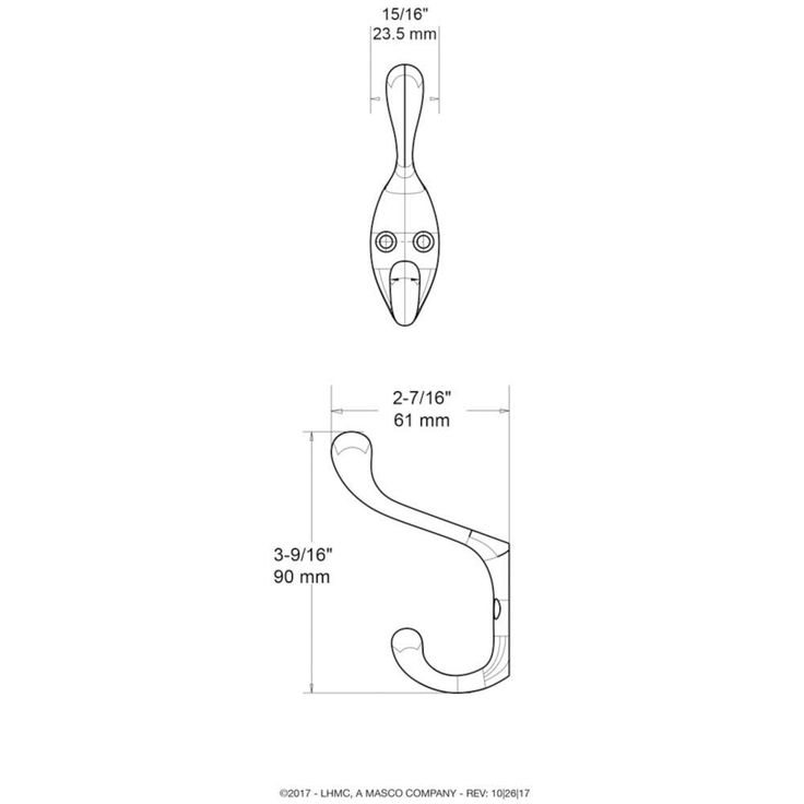 3-1/2 in. Satin Nickel Heavy Duty Coat Hook (3-Pack)