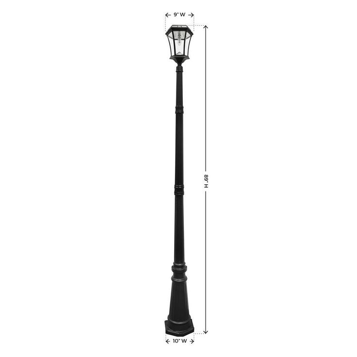 Victorian Bulb Series Single Black Integrated LED Outdoor Solar Lamp Post Light with GS Solar LED Light Bulb