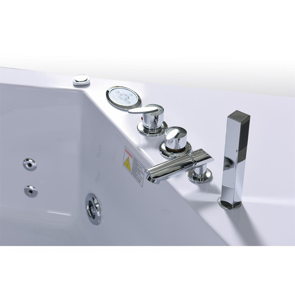 Capri 60 in. Acrylic Center Drain Corner Alcove Whirlpool Bathtub in White - Super Arbor