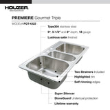 Premiere Gourmet Series Topmount Stainless Steel 41 in. 4-Hole Triple Bowl Kitchen Sink with Accessory Combo Pack - Super Arbor
