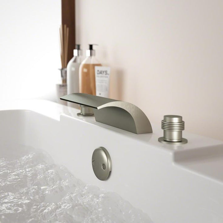 2-Handle Deck-Mount Roman Tub Faucet in Brushed Nickel