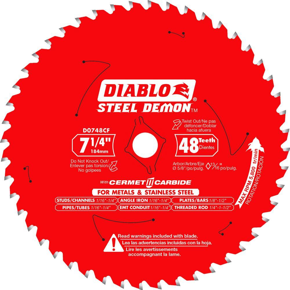 7-1/4 in. x 48-TPI Cermet Steel Demon Ferrous Metal Cutting Saw Blade - Super Arbor