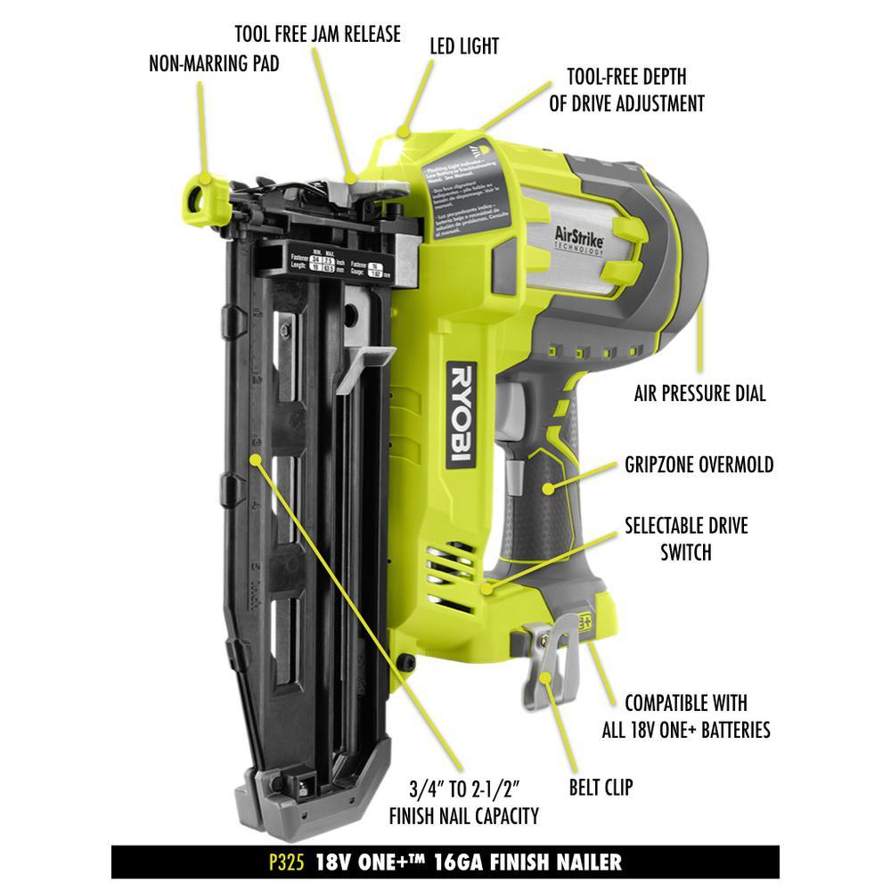 18-Volt ONE+ Lithium-Ion Cordless AirStrike 18-Gauge Brad Nailer and 16-Gauge Straight Nailer 2-Tool Combo Kit - Super Arbor