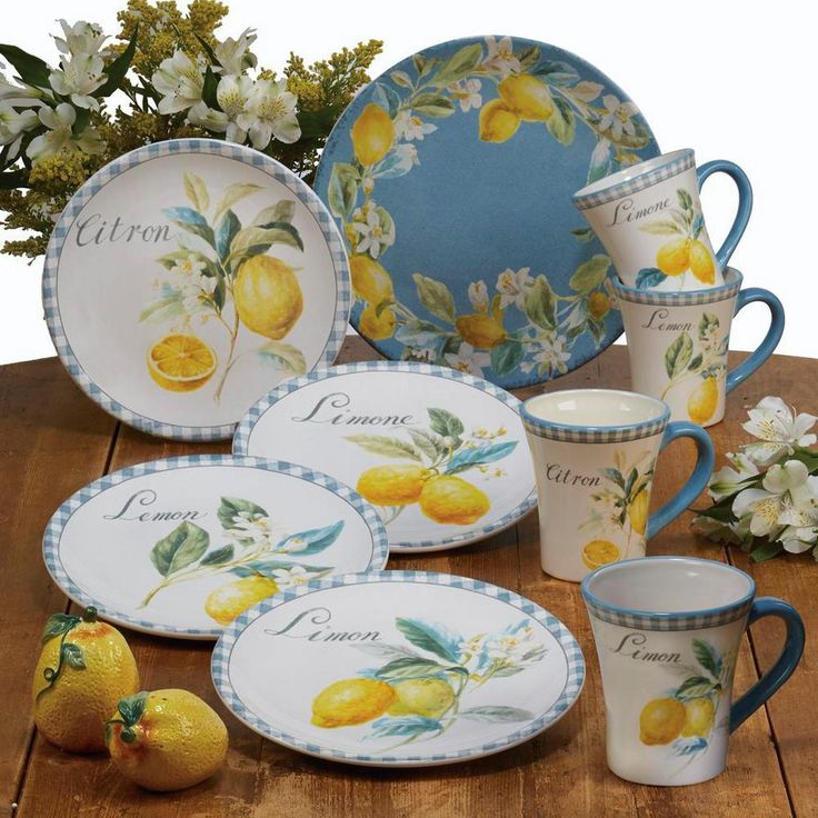 Citron 16-Piece Patterned Multi-Colored Earthenware Dinnerware Set (Service for 4)