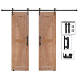 60 in. x 84 in. Assembled Bi-Parting Rustic Unfinished Hardwood Interior Sliding Barn Door Slab with Hardware Kit - Super Arbor