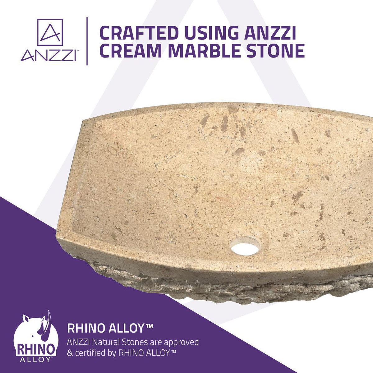ANZZI Moon Vessel Sink in Classic Cream Marble, 19.6 x 15.8 x 5.5 in
