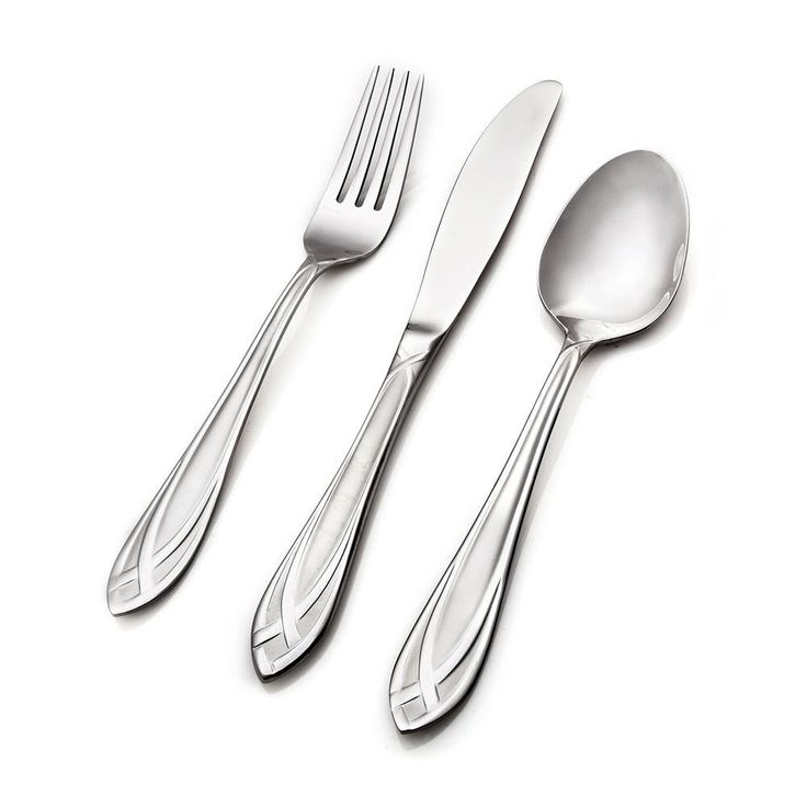 Lace Frosted 54-Piece 18/0 Stainless Steel Flatware Set with Wood Caddy (Service for 8)