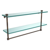 22 in. L  x 12 in. H  x 5 in. W 2-Tier Clear Glass Bathroom Shelf with Towel Bar in Oil Rubbed Bronze - Super Arbor