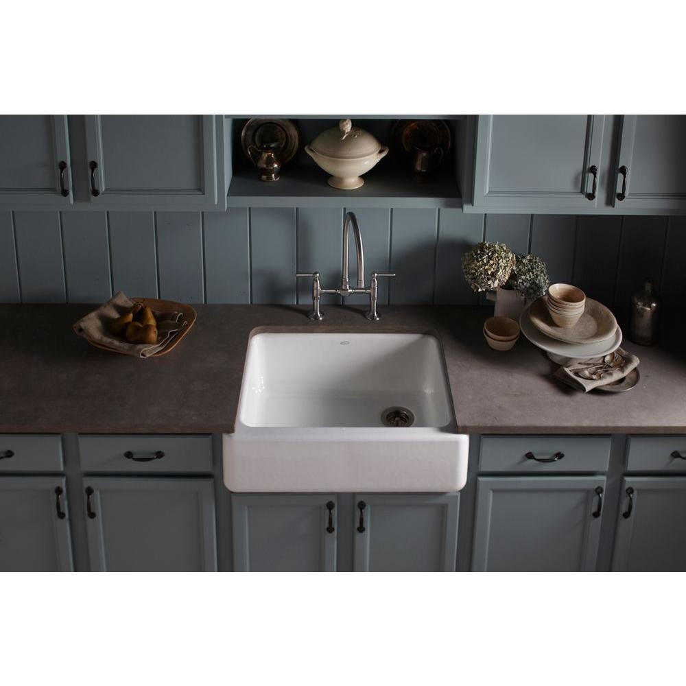 Whitehaven Farmhouse Undermount Apron Front Cast Iron 30 in. Self-Trimming Single Bowl Kitchen Sink in White - Super Arbor