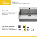 Edgewater Zero Radius Dual Mount Stainless Steel 33 in. 1-Hole Single Bowl Kitchen Sink Kit