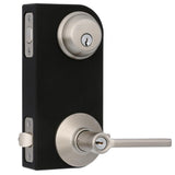 Satin Nickel Single Cylinder Deadbolt with Latitude Entry Door Lever Combo Pack - Super Arbor