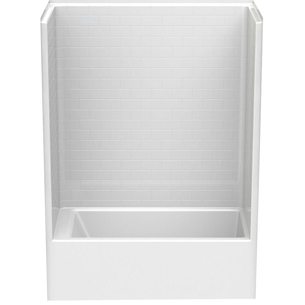 Everyday Subway Tile 60 in. x 32 in. x 80 in. 1-Piece Bath and Shower Kit with Left Drain in White - Super Arbor