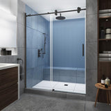 Langham XL 56 - 60 in. x 80 in. Frameless Sliding Shower Door with StarCast Clear Glass in Stainless Steel, Right Hand - Super Arbor