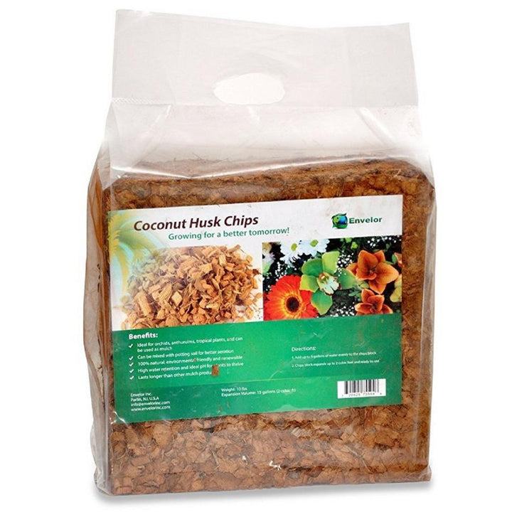 Envelor 10 lbs. Natural Coco Coir Husk Chips Coconut Coir Fiber Mulch