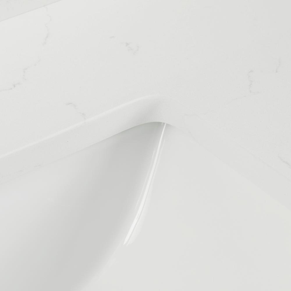 43 in. W x 22 in. D x 0.75 in. H Quartz Vanity Top in Carrara White with White Basin - Super Arbor