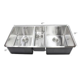 Undermount 16-Gauge Stainless Steel 42 in. x 20 in x 10 in. Triple Bowl Kitchen Sink with Collapsible Silicone Colanders - Super Arbor