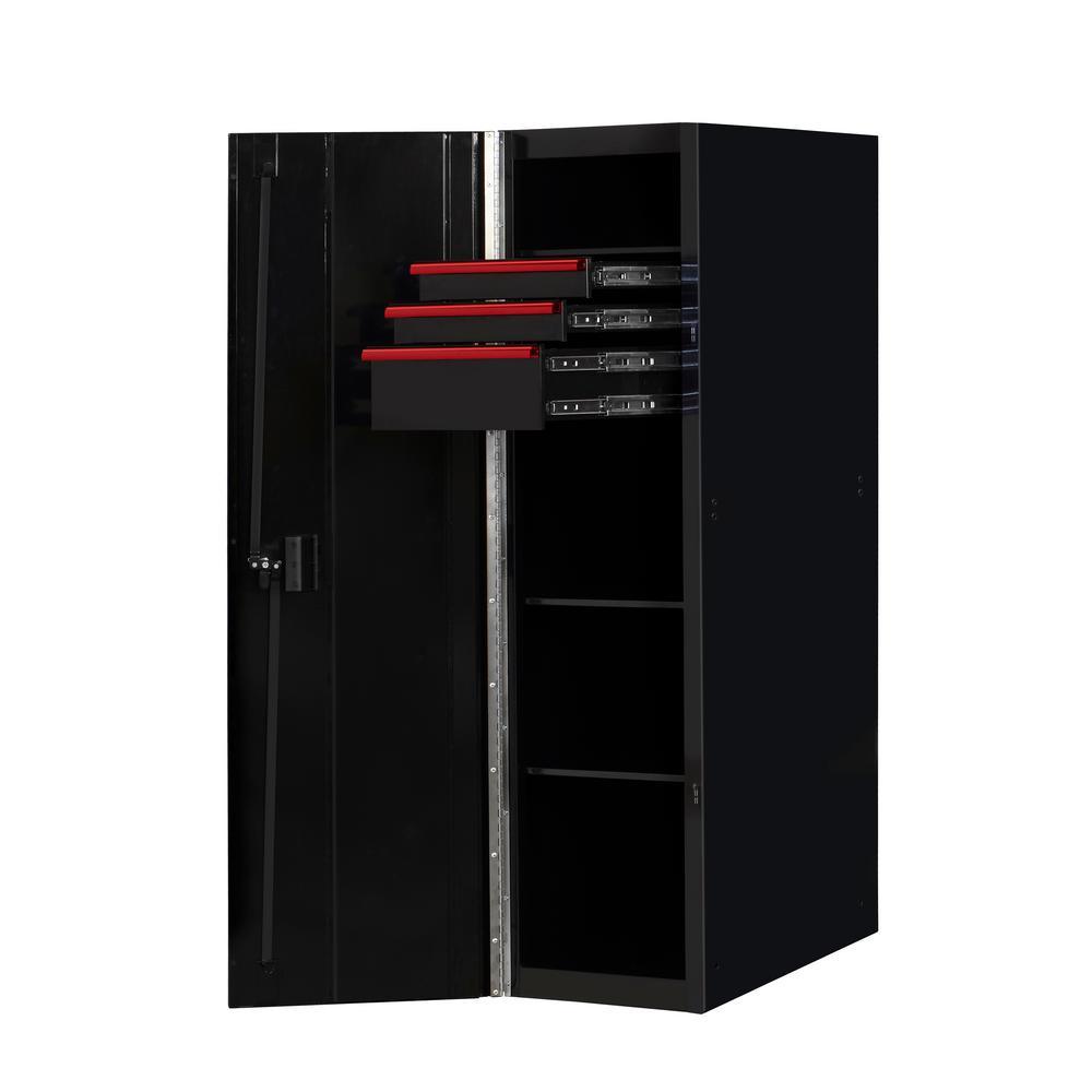 19 in. 3-Drawer Side Locker Tool Chest in Black with Red Handles and Trim - Super Arbor