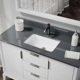 Rene Undermount Porcelain Bathroom Sink in White with Pop-Up Drain in Antique Bronze
