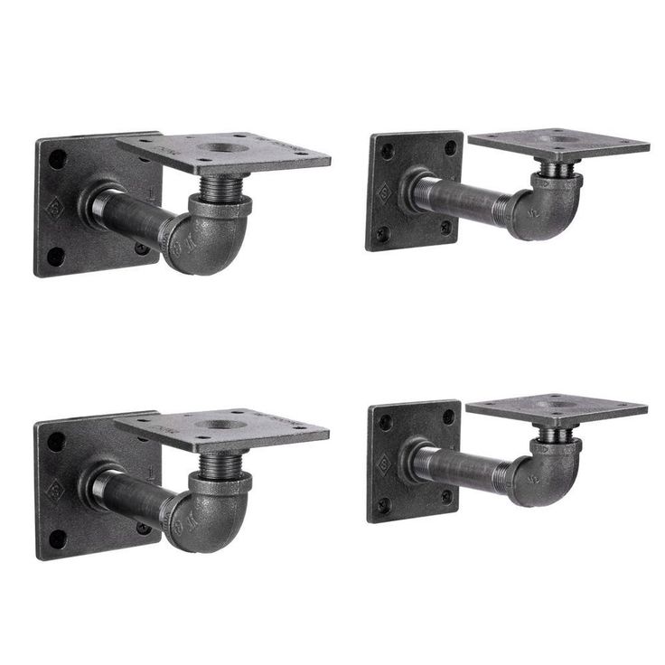 1/2 in. Black Pipe 5.75 in. L Wall Mounted Square Flange Shelf Bracket Kit (4-Pack)