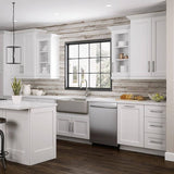 Home Decorators Collection Newport 27 in. W x 12 in. D x 36 in. H Assembled Plywood Wall Kitchen Cabinet in Pacific White with Soft Close
