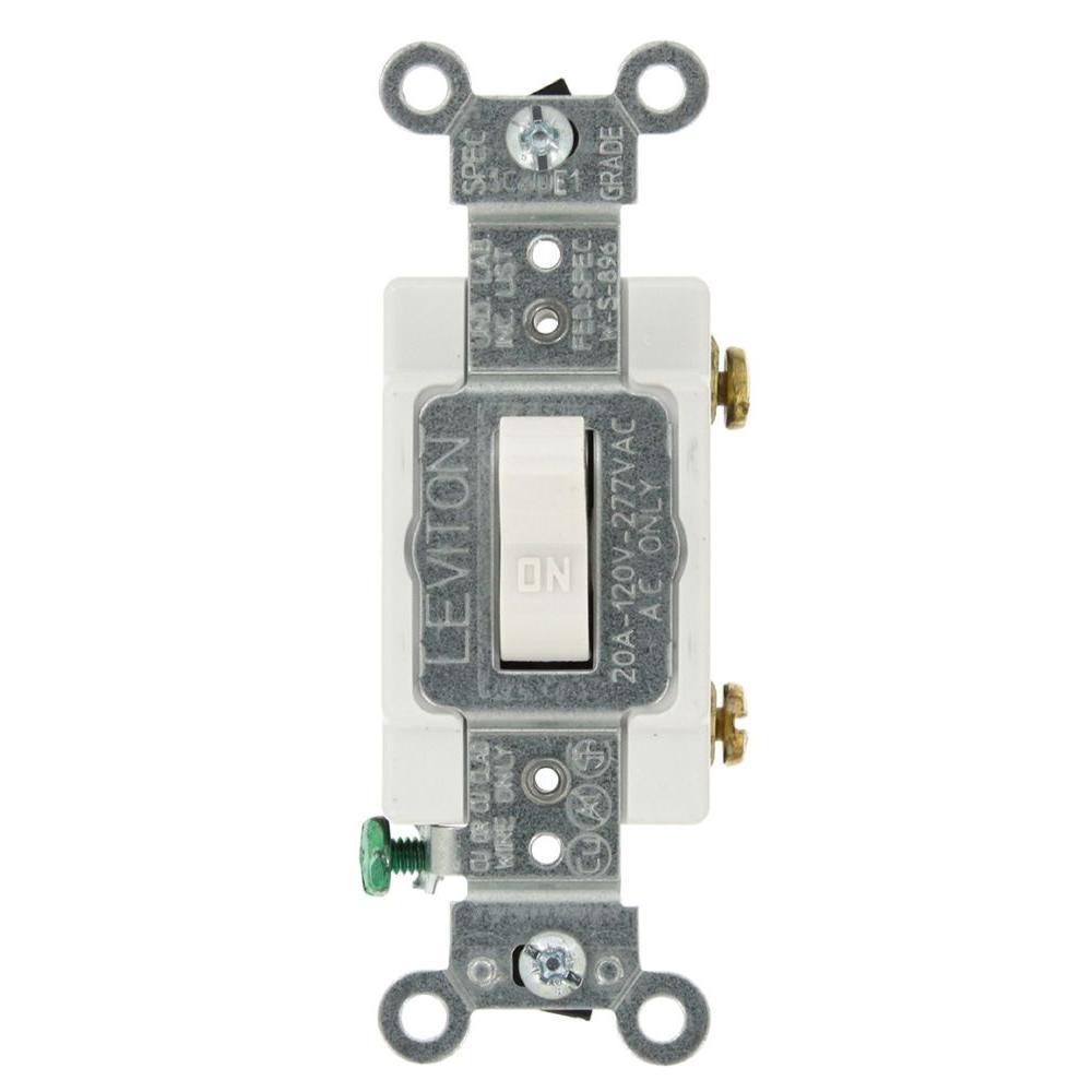 20 Amp Single-Pole AC Quiet Toggle Switch, White - Super Arbor