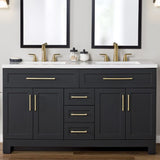 Style Selections Cauley 60-in Black Double Sink Bathroom Vanity with White Cultured Marble Top