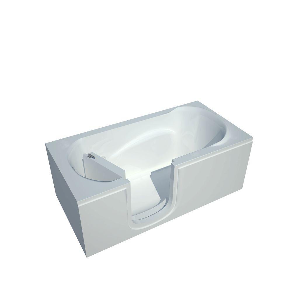 5 ft. Walk-in Non-Whirlpool Bathtub with 6 in. Tile Easy Up Adhesive Wall Surround in White - Super Arbor
