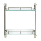 Oval 14.75 in. W Double Glass Wall Shelf with Pre-Installed Rails in Satin Nickel - Super Arbor
