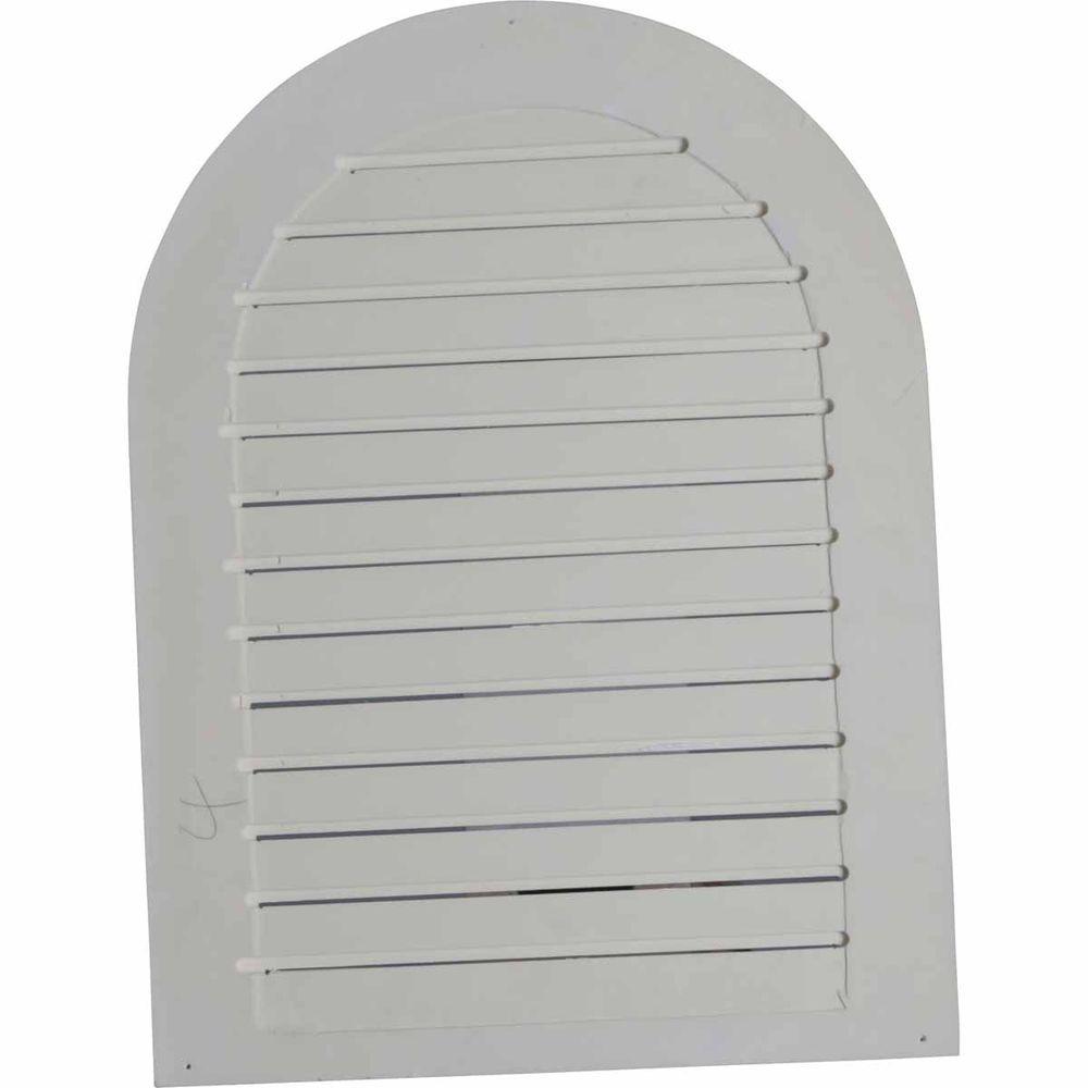 18 in. x 24 in. Round Top Primed Polyurethane Paintable Gable Louver Vent - Super Arbor